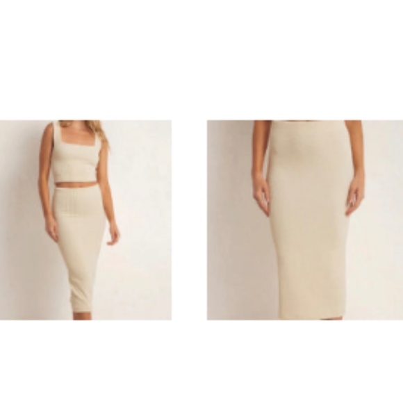 Z Supply Aveen BodyCon Midi Skirt Slim Fit in the shade Sand Size XS/S - Picture 2 of 14